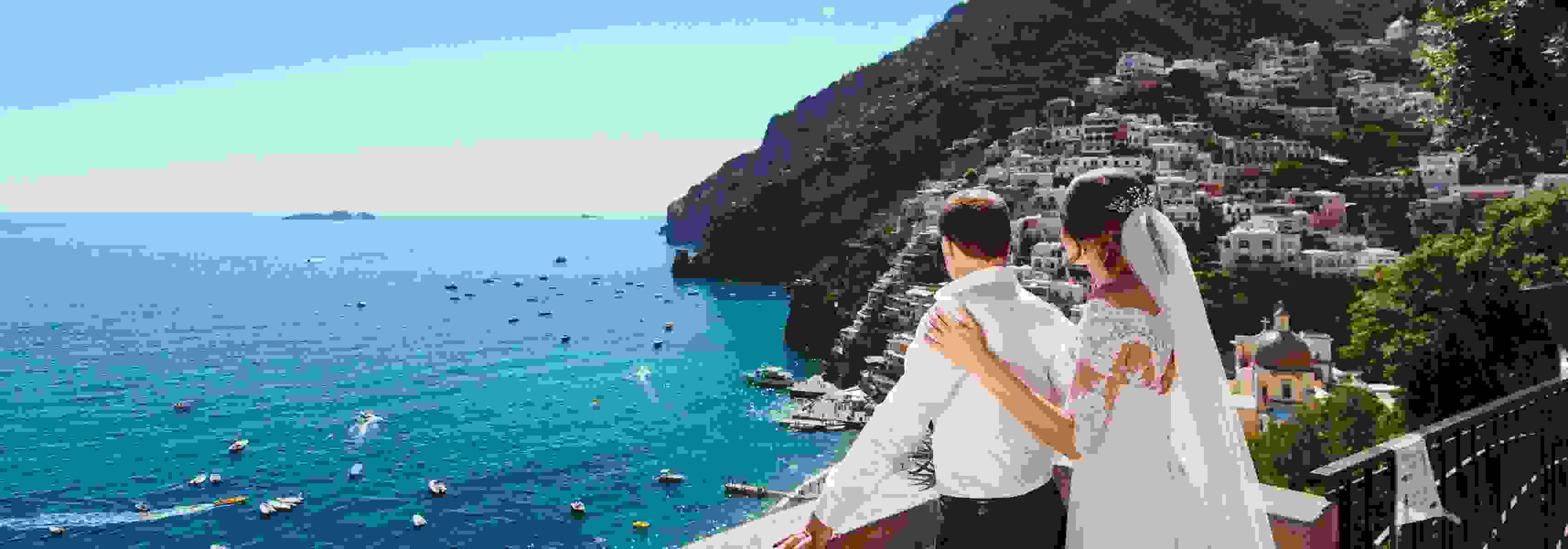 Married couple overlooking a view