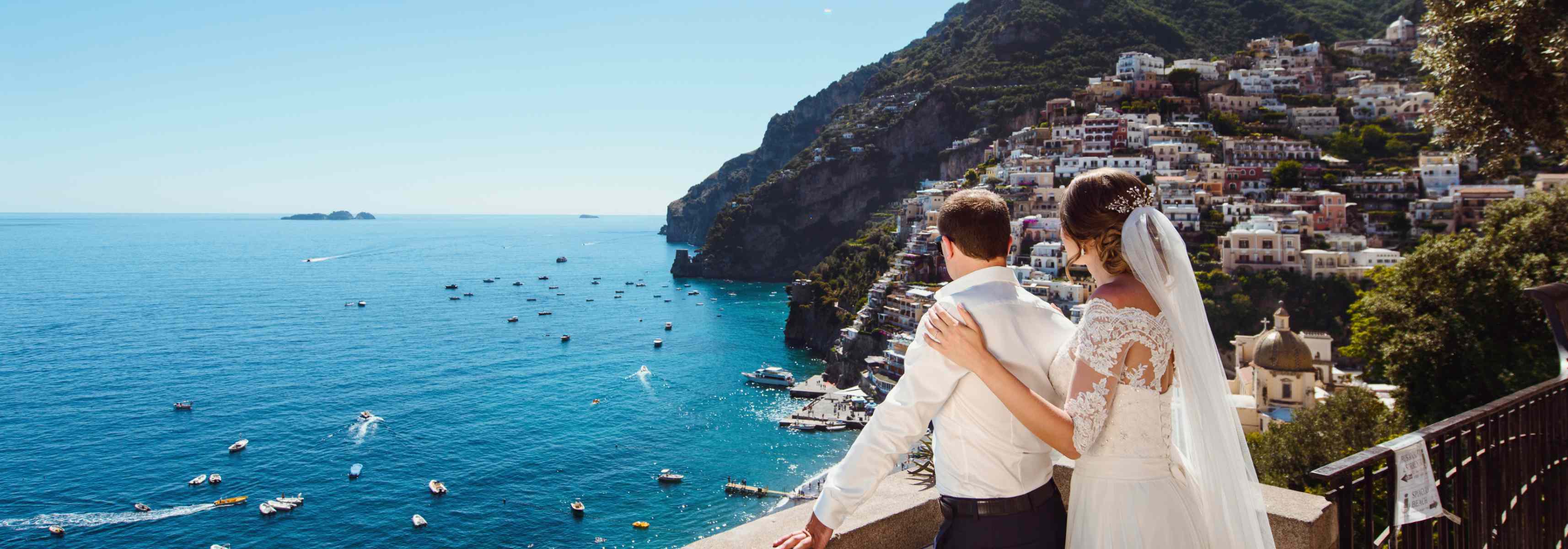 Married couple overlooking a view