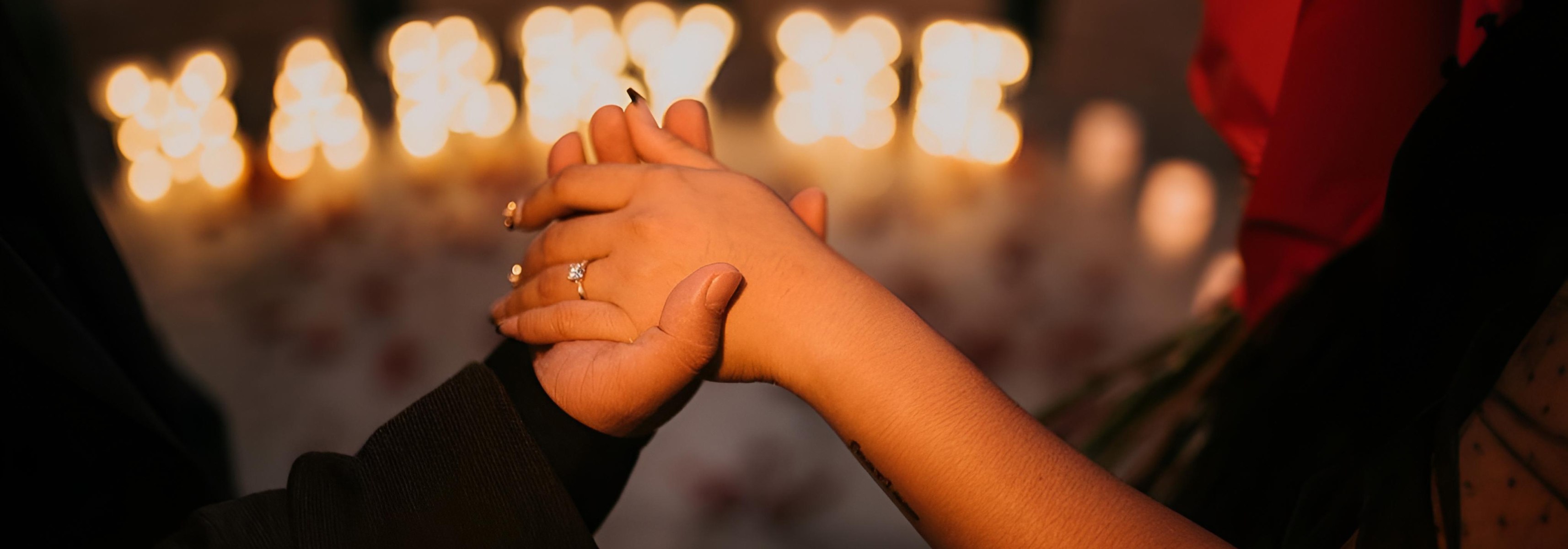 Holding hands after a proposal