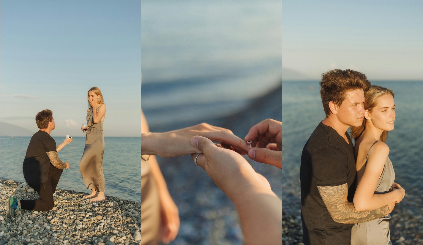 Proposal on a beach, photo shoot