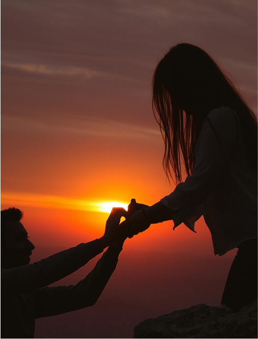 Sunset proposal silhouette