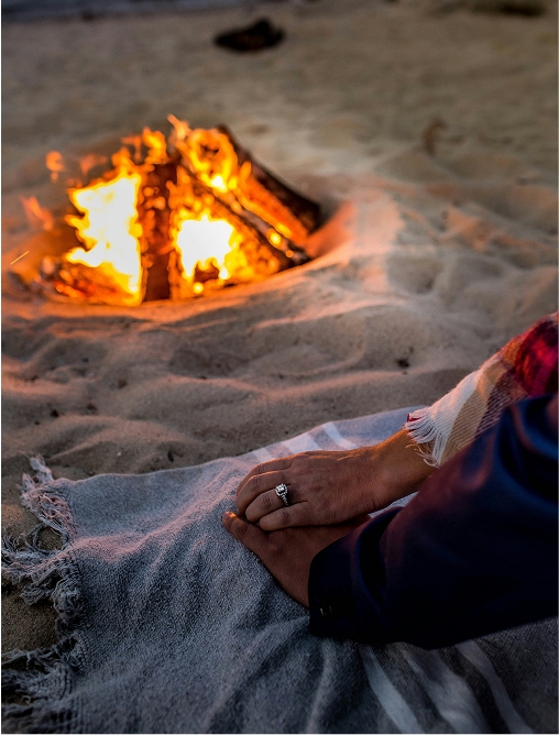Celebrating an engagement on a beach