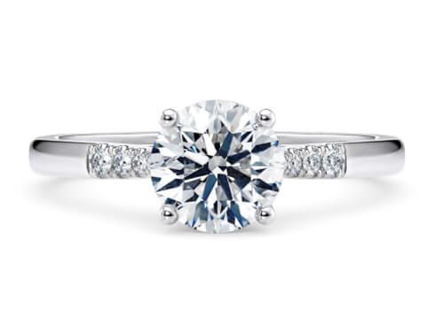 Thea Engagement Ring in White Gold set with a Round cut diamond.