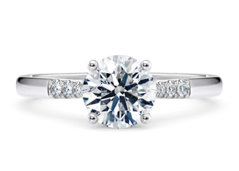 Thea in Platinum set with a Round cut diamond.