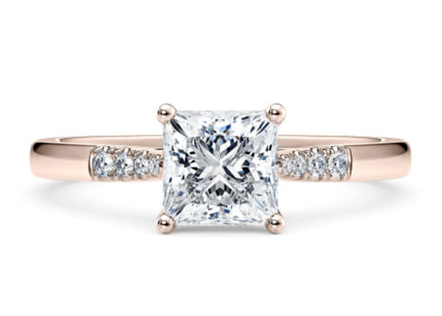Thea in Rose Gold set with a Princess cut diamond.