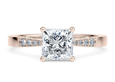 Rose Gold Princess Cut Diamond Engagement Rings
