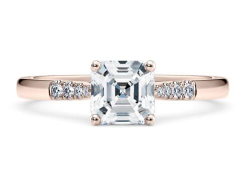 Thea in Rose Gold set with a Asscher cut diamond.