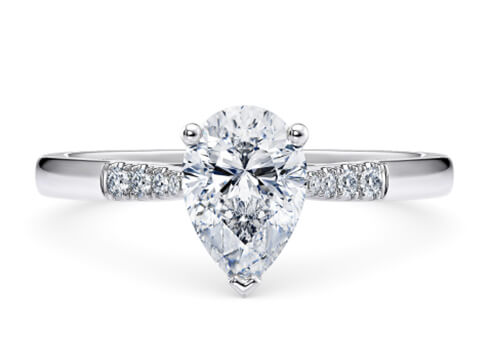 Thea in Platinum set with a Pear cut diamond.
