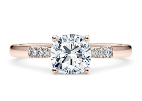 Thea Engagement Ring in Rose Gold set with a Cushion cut diamond.