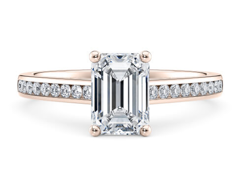 Tsarina in Rose Gold set with a Emerald cut diamond.