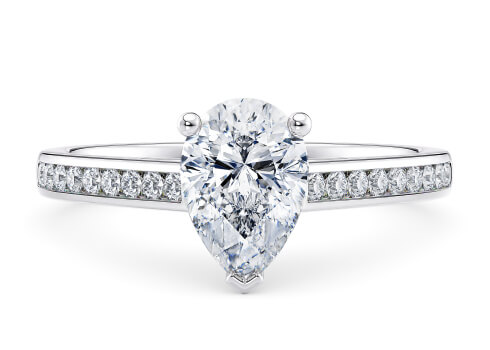 Tsarina in White Gold (9k) set with a Pear cut diamond.