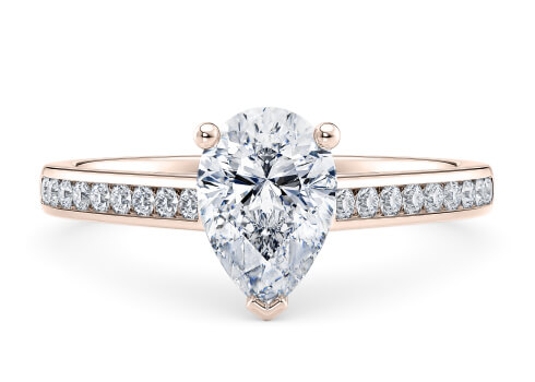Tsarina in Rose Gold set with a Pear cut diamond.