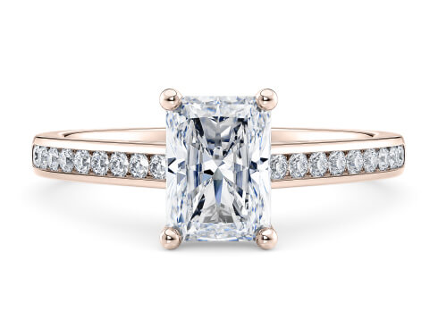Tsarina in Rose Gold set with a Radiant cut diamond.
