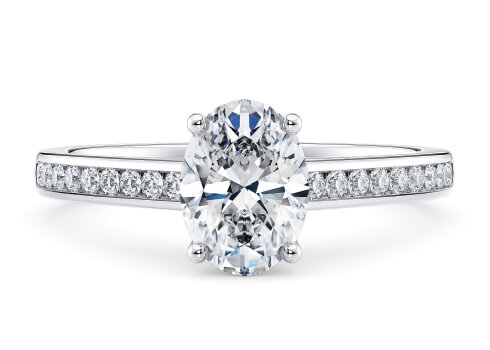 Tsarina in Platinum set with a Oval cut diamond.