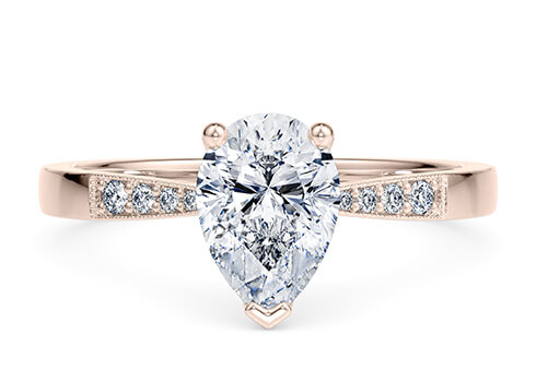 Delicacy Vintage in Rose Gold set with a Pear cut diamond.