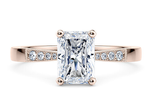 Delicacy Vintage in Rose Gold set with a Radiant cut diamond.