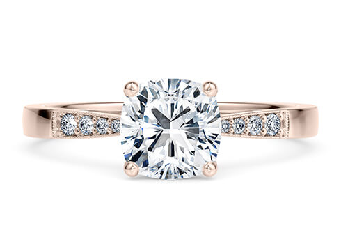 Delicacy Vintage in Rose Gold set with a Cushion cut diamond.
