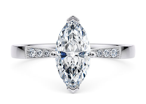 Delicacy Vintage in Platinum set with a Marquise cut diamond.