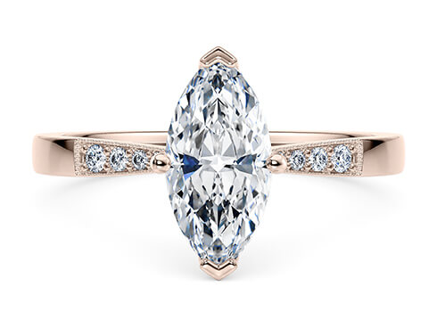 Delicacy Vintage in Rosaguld set with a Marquise cut diamant.