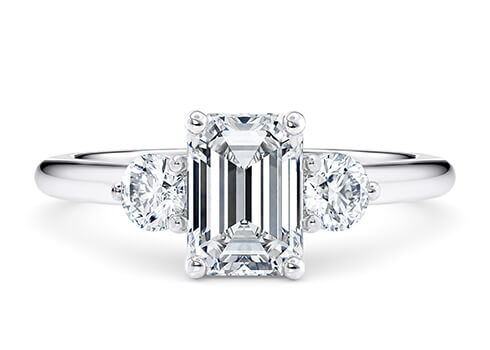 Valencia in Platinum set with a Emerald cut diamond.