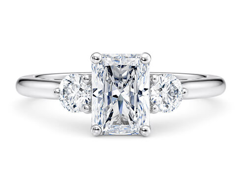 Valencia in Platinum set with a Radiant cut diamond.