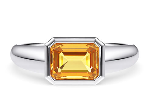 Prisma Octagon Ring in Valkoinen kulta (9k)