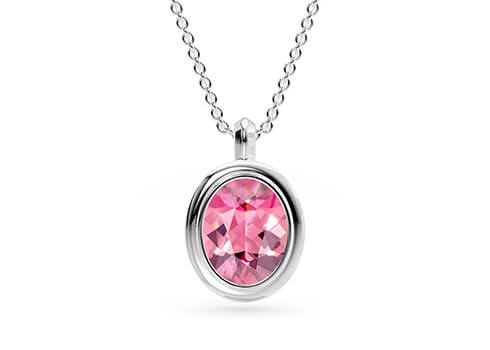 Cala Oval Pendant in Aur alb (9k)