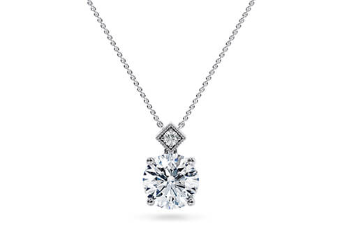 Clara Necklace in White Gold (9k) set with a Round cut diamond.