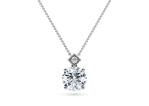 Clara Necklace in Or blanc set with a Rond cut diamant.