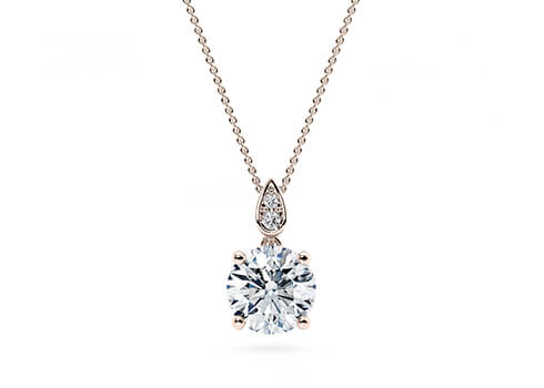 Primrose Necklace in Rose Gold set with a Round cut diamond.