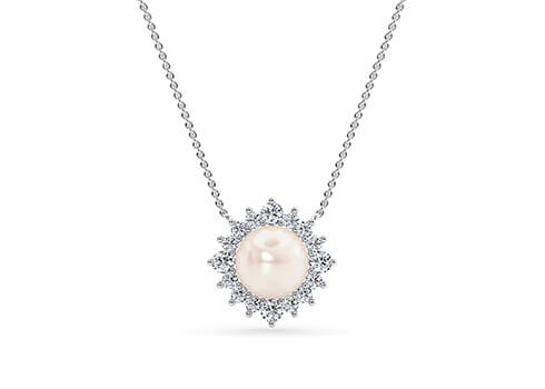 Oceania Round Necklace in Or blanc.