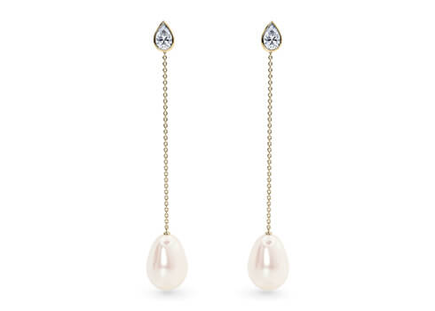 Maia Oval Drops in 黄金（9K）