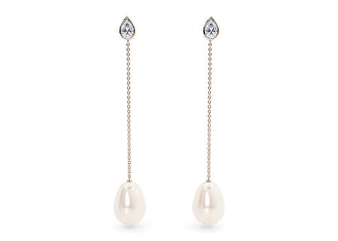 Maia Oval Drops in Or rose