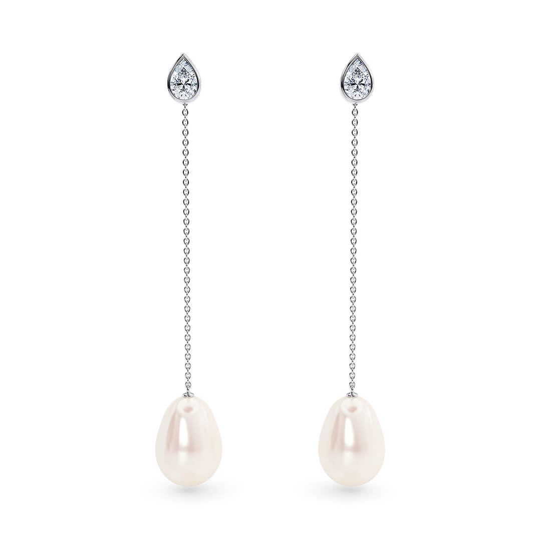 Maia Oval Drops in White Gold (18k)