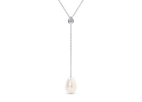 Maia Oval Necklace in 白金.