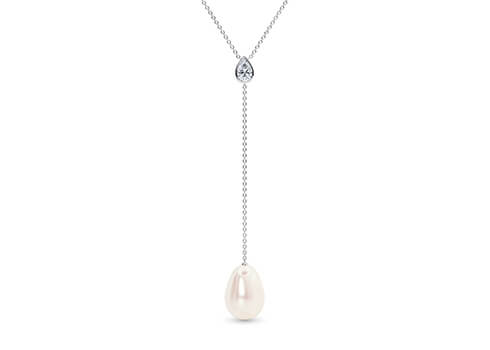 Maia Oval Necklace in Vitt guld.