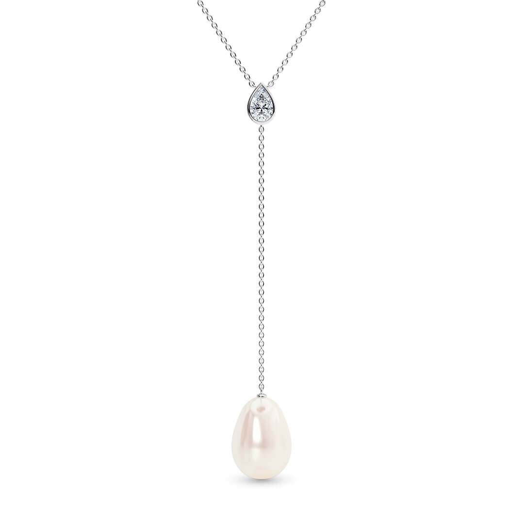 Maia Oval Necklace in White Gold (18k)