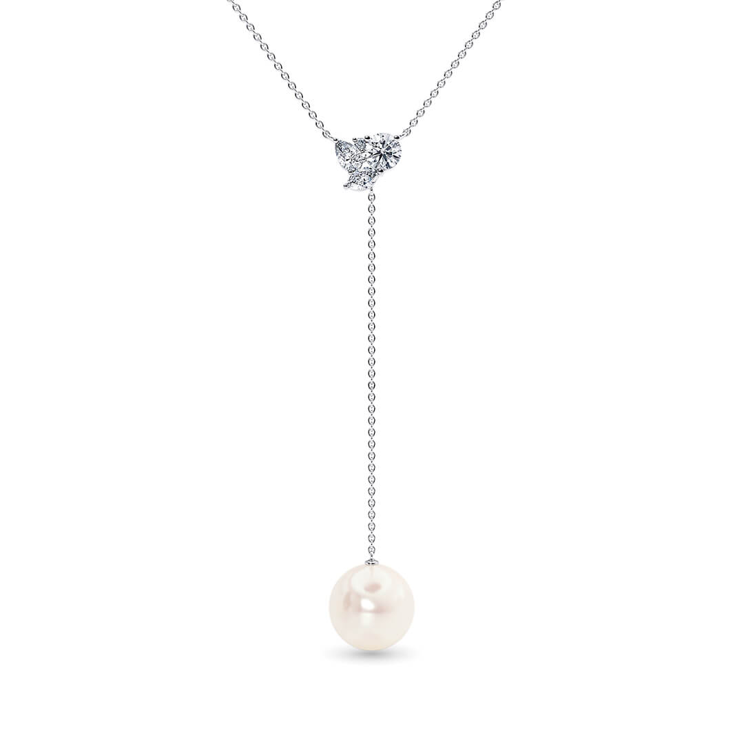 Thalia Round Necklace in White Gold (18k)