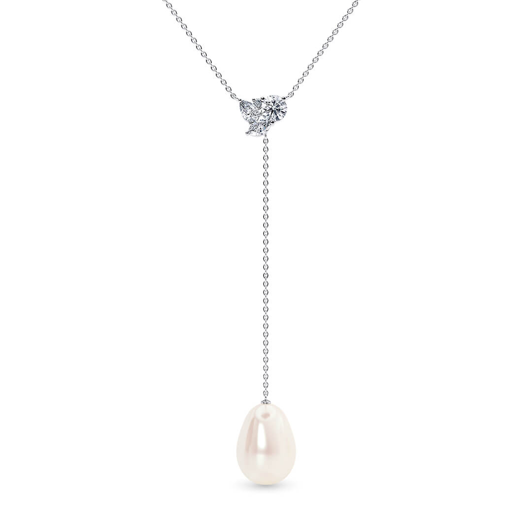 Thalia Oval Necklace in White Gold (18k)