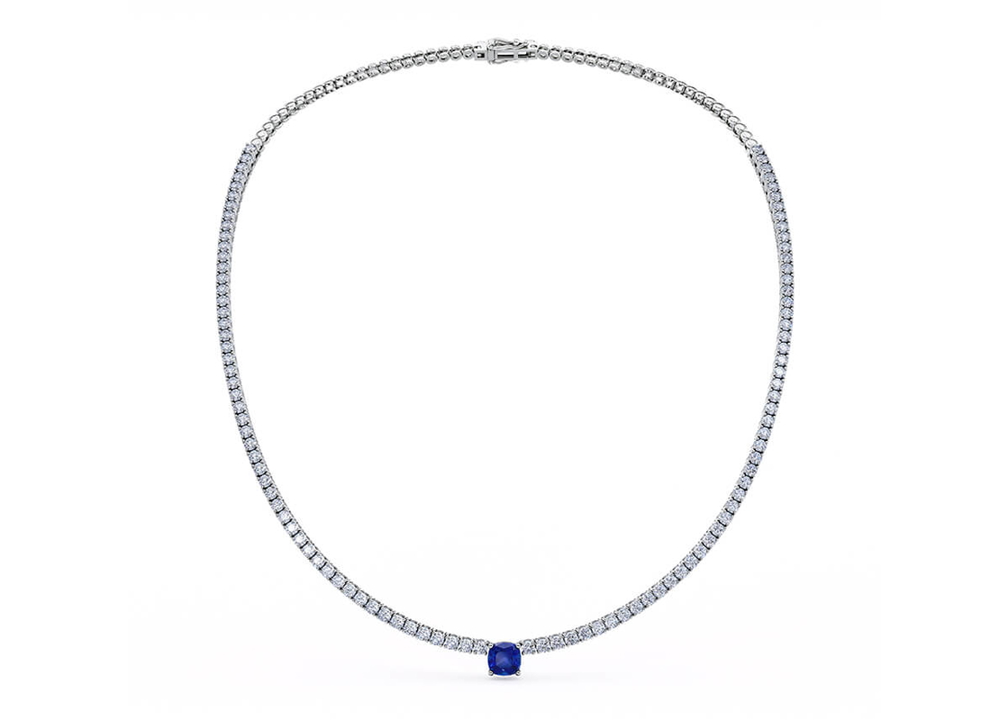 Ethera Sapphire Tennis Necklace in Hvitt gull