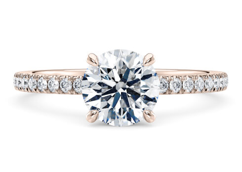 Aria in Rose Gold set with a Round cut diamond.