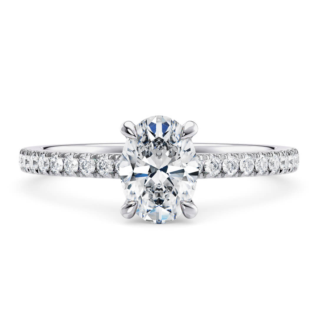 Engagement Ring in White Gold (9k) with Oval 1.50ct K SI1 diamond