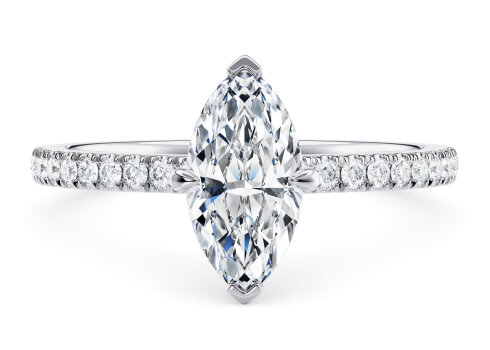 Aria in Oro Blanco set with a Marquesa cut diamante.