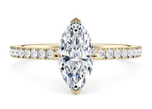 Aria in Yellow Gold set with a Marquise cut diamond.