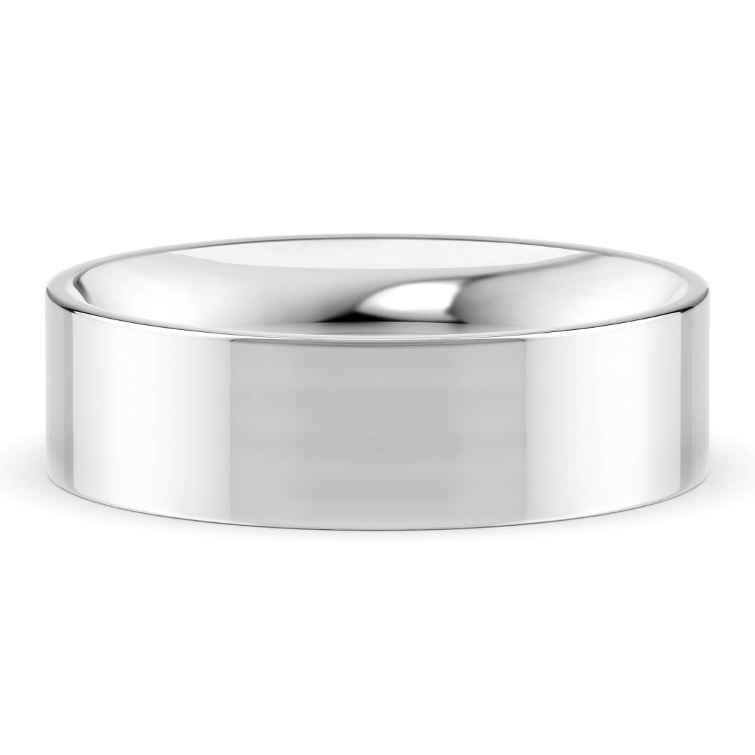 Wedding Ring in White Gold (9k) with a Heavy profile and 6mm width