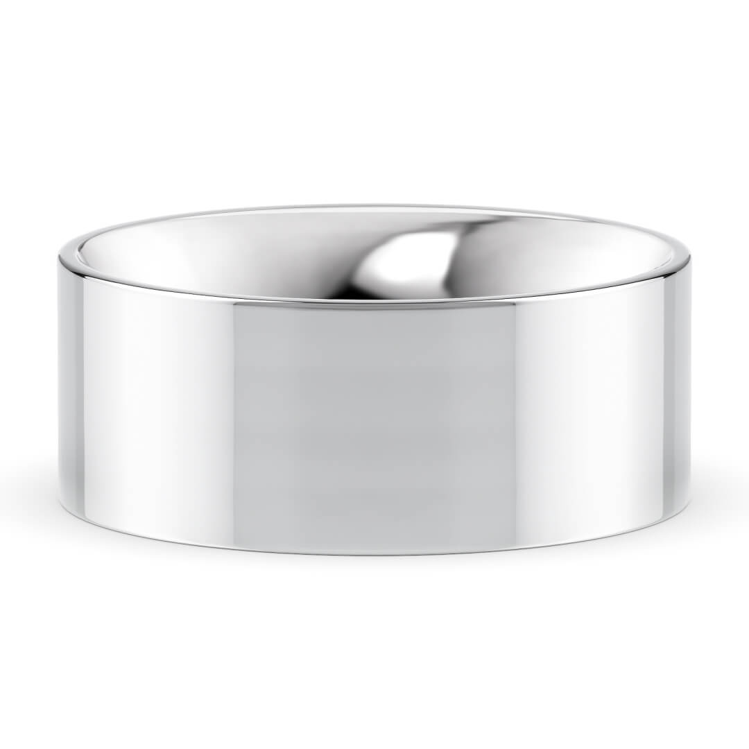 Wedding Ring in White Gold (9k) with a Light profile and 8mm width