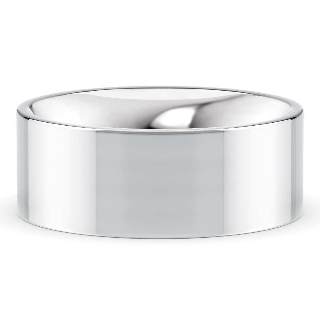 Wedding Ring in White Gold (9k) with a Heavy profile and 8mm width