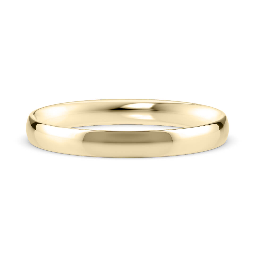 Wedding Ring in Yellow Gold (9k) with a Light profile and 2.5mm width