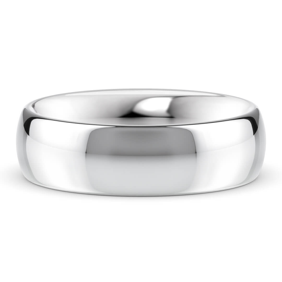Wedding Ring in White Gold (9k) with a Heavy profile and 6mm width