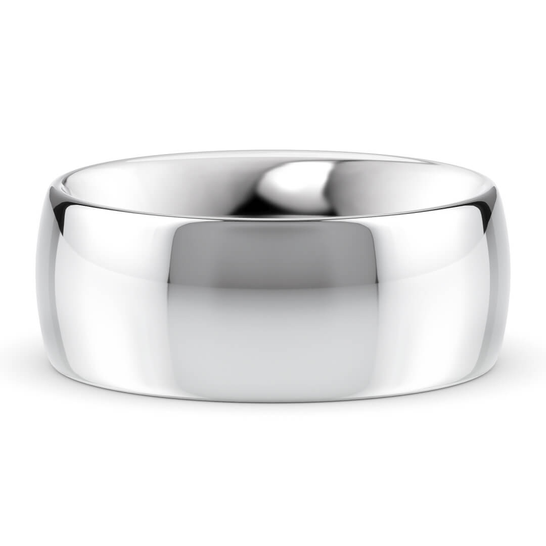 Wedding Ring in White Gold (9k) with a Classic profile and 8mm width